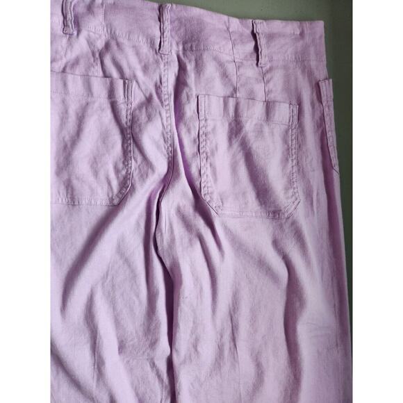 NWT thropologie The Colette Cropped Wide-Leg Linen Pants Sz 30P Lavender 7B408 - Picture 7 of 16